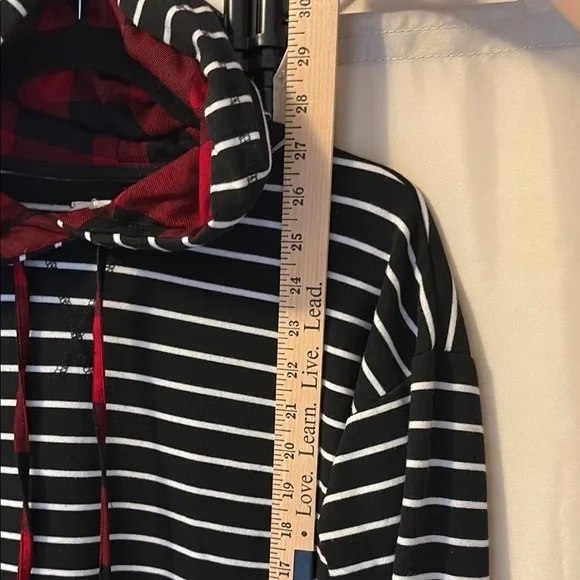 Maurices Black and White Striped Hoodie Sweatshirt - Picture 6 of 6